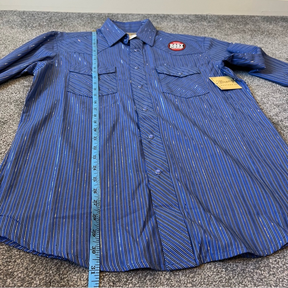 wrangler blue shimmer striped pearl snap shirt - Picture 11 of 12